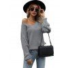 Drop Shoulder Slouchy Solid Color Sweater - GRAY S