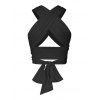 Halter Criss Cross Cutout Crop Top - BLACK S