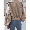 Corduroy Lantern Sleeve Drop Shoulder Jacket - LIGHT COFFEE L