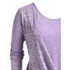 T-shirt Asymétrique Drapé Teinté Grande Taille - Violet clair L