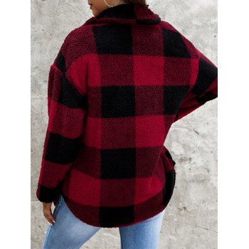Fluffy Checked Front Pocket Jacket