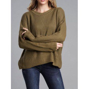 

Drop Shoulder Lace Up Jumper Sweater, Coffee