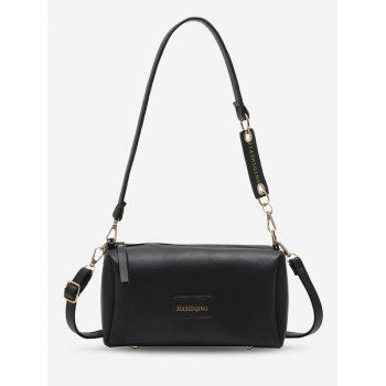 

Letter Print Patch Casual Crossbody Bag, Black