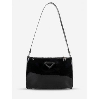 

Triangle Pattern Retro Shoulder Bag, Black