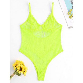 

Lace and Mesh Bowknot Teddy, Green