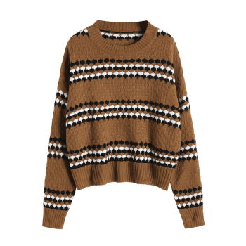 Drop Shoulder Contrast Stripe Sweater