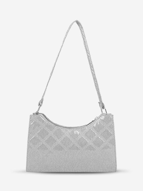 Sac à Bandoulière Rétro Losange en Couleur Unie - Argent 