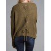 Drop Shoulder Lace Up Jumper Sweater - COFFEE S