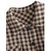 Button Up Double Pockets Plaid Shacket - COFFEE M