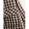 Button Up Double Pockets Plaid Shacket - COFFEE L