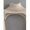 Turtleneck Ripped Shrug Sweater - BEIGE ONE SIZE