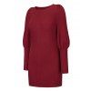 Balloon Sleeve Mini Bodycon Sweater Dress - DEEP RED XL