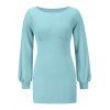 Underbust Lantern Sleeve Mini Bodycon Dress - LIGHT BLUE M