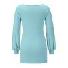 Underbust Lantern Sleeve Mini Bodycon Dress - LIGHT BLUE M