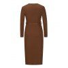 Double Pockets Button Up Midi Knitted Dress - DEEP COFFEE XL