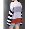 Drop Shoulder Striped Colorblock Jumper Sweater - multicolor M