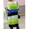 Striped Colorblock Drop Shoulder Longline Cardigan - LIGHT GREEN M