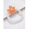 Bracelet Elastique Fleur en Fausse Perle - Orange 