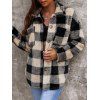 Veste Fourrée à Carreaux avec Poche en Avant - café lumière S
