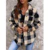 Fluffy Checked Front Pocket Jacket - LIGHT COFFEE XL
