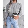 Cable Knit Mock Neck Jumper Sweater - LIGHT GRAY M