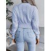 Cable Knit Mock Neck Jumper Sweater - LIGHT BLUE M