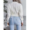 Cable Knit Mock Neck Jumper Sweater - WHITE S