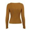 Ribbed Cut Out Long Sleeve T Shirt - COFFEE S