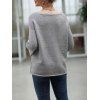 V Notch Cut Flare Sleeve Rolled Trim Sweater - DARK GRAY M