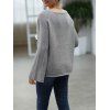 V Notch Cut Flare Sleeve Rolled Trim Sweater - DARK GRAY M