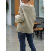 V Notch Cut Flare Sleeve Rolled Trim Sweater - LIGHT COFFEE S
