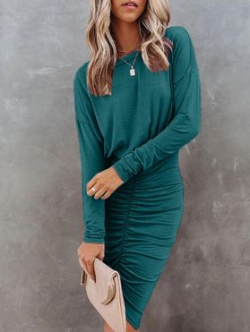 Long Sleeve Ruched Bodycon Dress