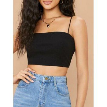 

Bungee Strap Crop Cami Tank Top, Black