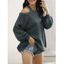 Cutout Cold Shoulder Sweater - DARK GRAY M
