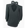 Cutout Cold Shoulder Sweater - DARK GRAY M