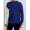 Colorblock Front Twist Sweater - BLUE S