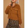 Double Pockets Faux Fur Sherpa Jacket - COFFEE L