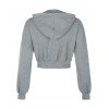 Drawstring Drop Shoulder Zip Up Cropped Hoodie - LIGHT GRAY M