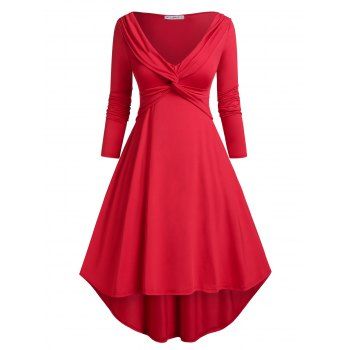 

Plus Size Twisted High Low Cocktail Dress, Red