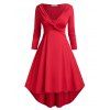 Robe de Cocktail Haute Basse à Motif Grande Taille - Rouge 4X