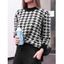 Crewneck Houndstooth Sweater - LIGHT COFFEE ONE SIZE
