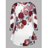 Plus Size Floral Print Swing Tunic Tee - RED L