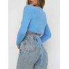 Midriff Flossing Plunge Fuzzy Sweater - LIGHT BLUE M