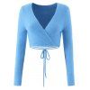 Midriff Flossing Plunge Fuzzy Sweater - LIGHT BLUE M
