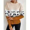 Leopard Colorblock Drop Shoulder Sweater - multicolor M