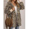 Fluffy Leopard Hooded Pocket Tunic Coat - LIGHT COFFEE M