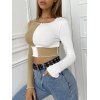 Ribbed Two Tone Topstitching Crop T Shirt - LIGHT COFFEE M