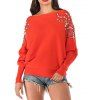 Rhinestone Faux Pearl Batwing Oversized Sweater - RED L