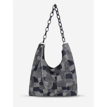 

Retro Patchwork Pattern Chain Shoulder Bag, Dark slate blue