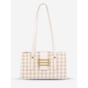 

Retro Houndstooth Pattern Shoulder Bag, White